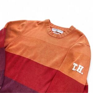 Vintage y2k Heritage Tommy Hilfiger Knit Color-block Spell-out Cotton Sweater Lg